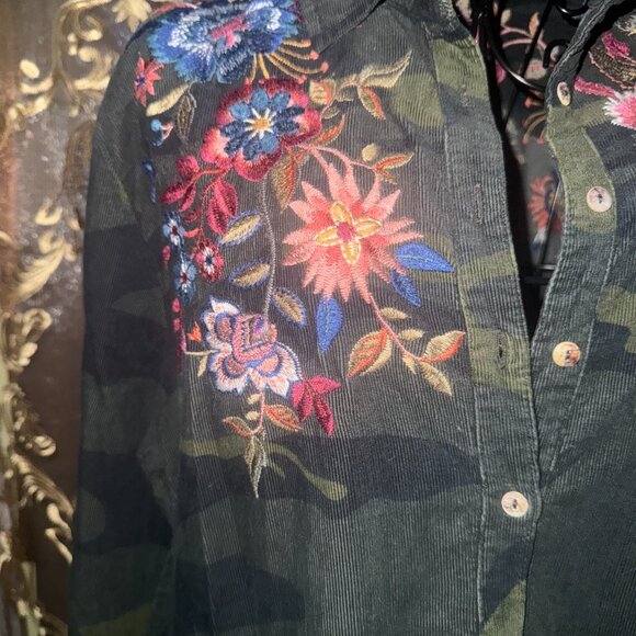 Johnny Was camouflage & floral tunic dress ~ L - Picture 7 of 10